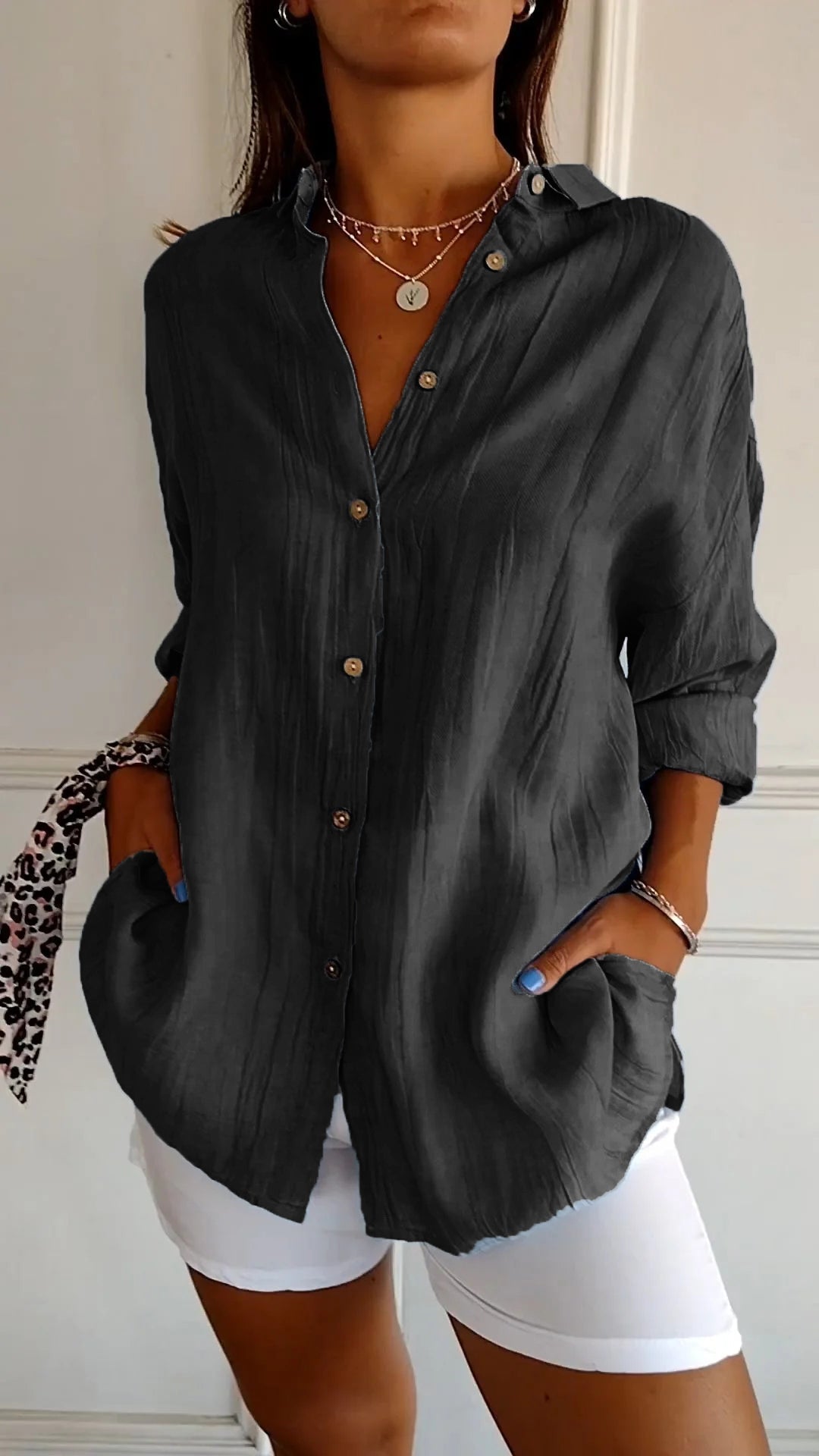 Clara - Elegant Solid Color Commuter Blouse