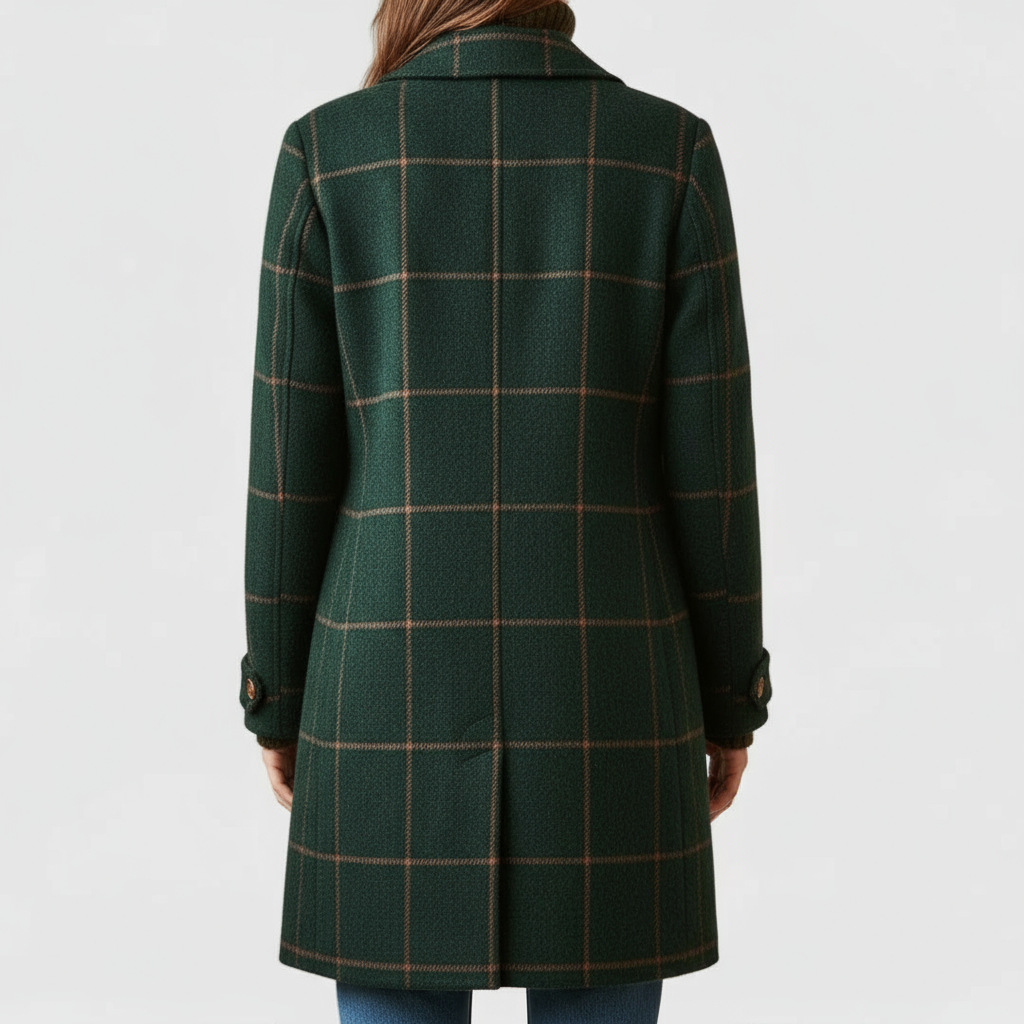 Fiona – Classic Checkered Mid-Length Coat
