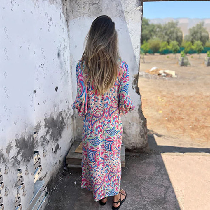 Lowri™ | Stylish Maxi Dress with V-Neck and Pockets