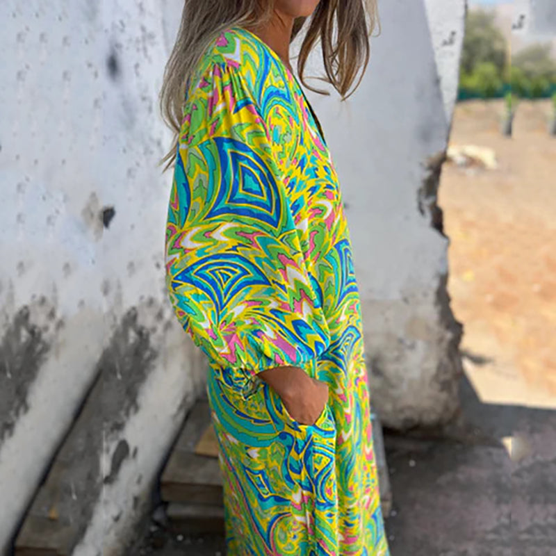 Lowri™ | Stylish Maxi Dress with V-Neck and Pockets